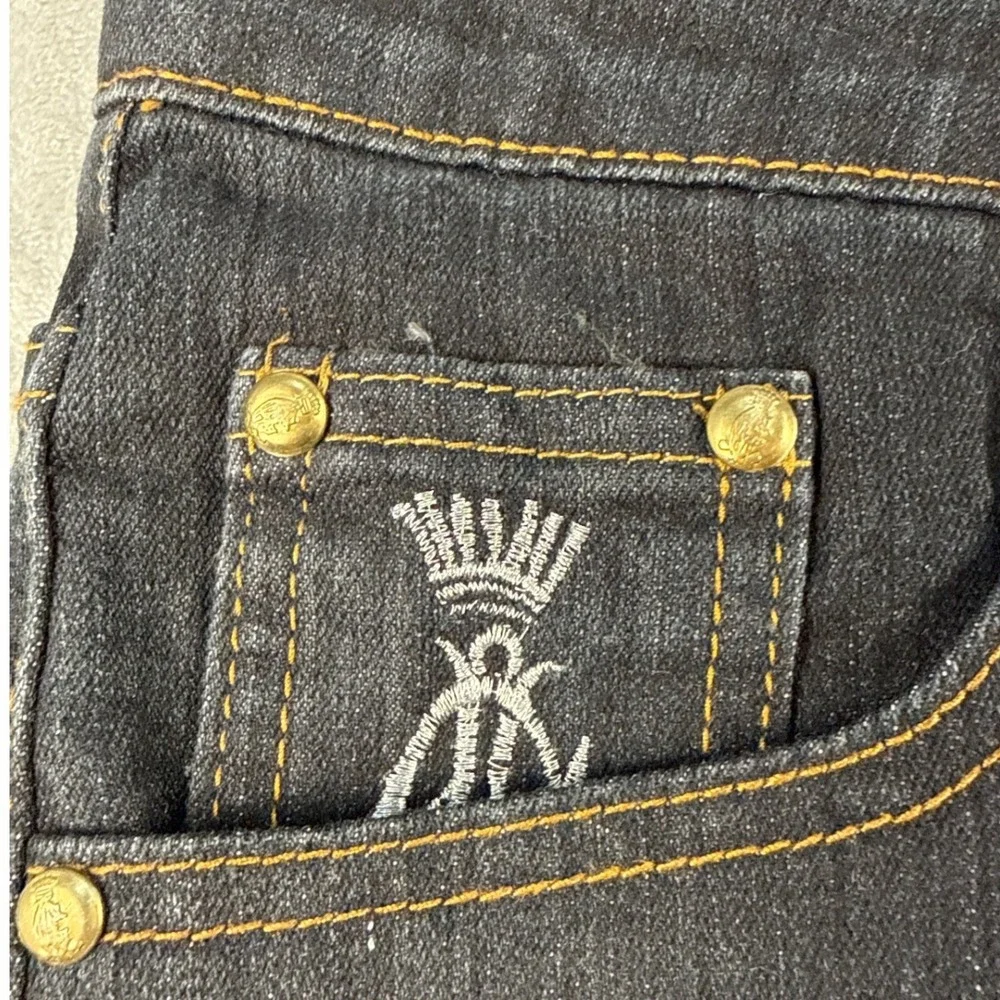 Christian Audigier Jeans Mens 31x34 Straight Dark Wash Embroidered Tattoo EUC